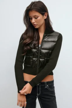 Hot Gina Tricot 14+ rib puffer jacket Zwart