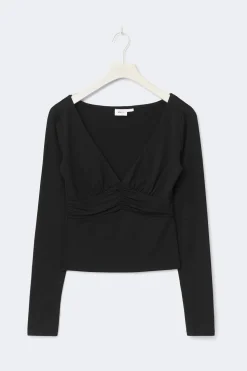 Discount Gina Tricot 14+ ruched top Zwart