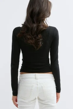 Discount Gina Tricot 14+ ruched top Zwart