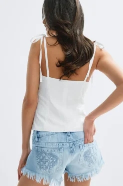 New Gina Tricot 14+ slay low denim shorts Blauw