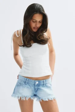 New Gina Tricot 14+ slay low denim shorts Blauw