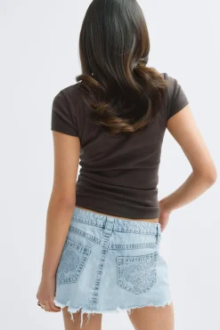 Discount Gina Tricot 14+ slay low denim skirt Blauw