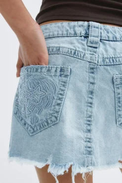 Discount Gina Tricot 14+ slay low denim skirt Blauw