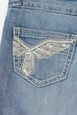 Outlet Gina Tricot 14+ sparkle low flare jeans Blauw