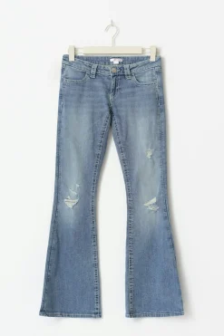 Outlet Gina Tricot 14+ sparkle low flare jeans Blauw