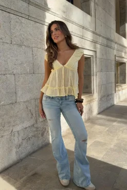New Gina Tricot 14+ the cross low flare jeans Blauw