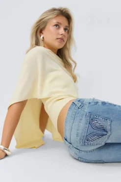 Gina Tricot 14+ too messy flare jeans Blauw