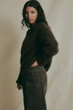 Discount Gina Tricot Alpaca blend knitted sweater Bruin