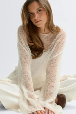 Online Gina Tricot Alpaca blend knitted sweater Wit