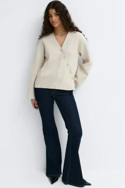Clearance Gina Tricot Asymmetric knitted cardigan Beige