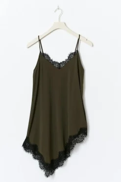 Sale Gina Tricot Asymmetric lace singlet Groen