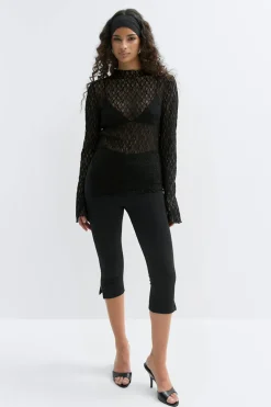 Online Gina Tricot Asymmetric lace top Zwart