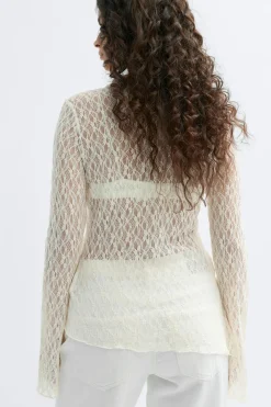 Outlet Gina Tricot Asymmetric lace top Wit