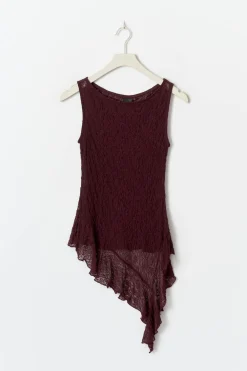Outlet Gina Tricot Asymmetric lace top Rood