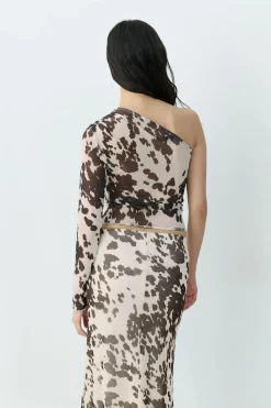 Best Gina Tricot Asymmetric mesh top Zwart