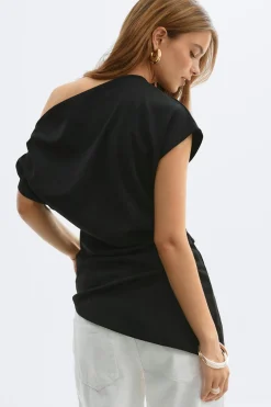 Best Gina Tricot Asymmetric pleated top Zwart