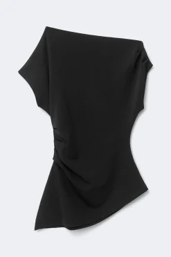 Best Gina Tricot Asymmetric pleated top Zwart