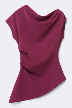 Gina Tricot Asymmetric pleated top Paars