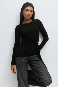 Online Gina Tricot Asymmetric tie top Zwart