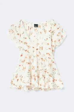 New Gina Tricot Babydoll lace detail top Wit