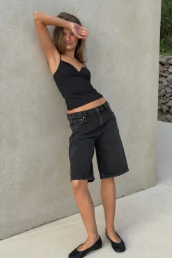 New Gina Tricot Baggy babe denim shorts Zwart