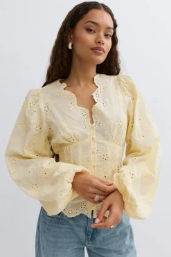Outlet Gina Tricot Balloon sleeve blouse Geel