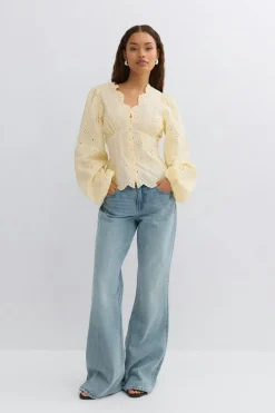 Outlet Gina Tricot Balloon sleeve blouse Geel