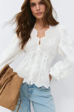 Online Gina Tricot Balloon sleeve blouse Wit