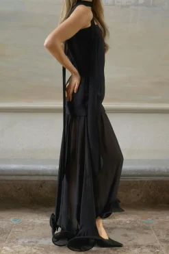 Online Gina Tricot Bandeau frill maxi dress Zwart