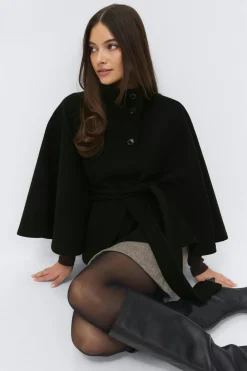 Discount Gina Tricot Belt cape jacket Zwart