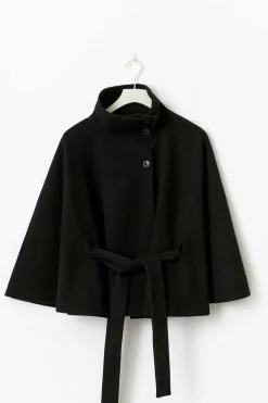 Discount Gina Tricot Belt cape jacket Zwart