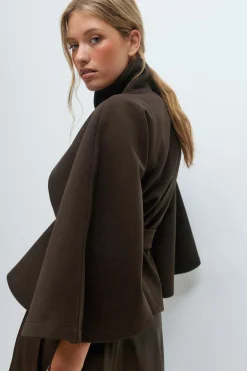 Outlet Gina Tricot Belt cape jacket Bruin