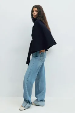 Gina Tricot Belt cape jacket Blauw
