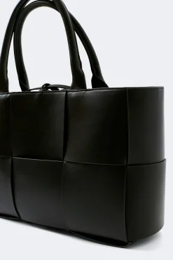 Clearance Gina Tricot Big braided tote bag Zwart