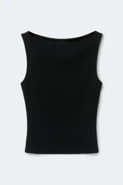 Hot Gina Tricot Boatneck tanktop Zwart