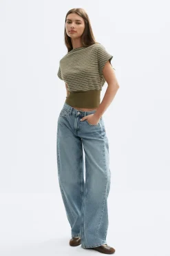 Clearance Gina Tricot Boatneck top Groen