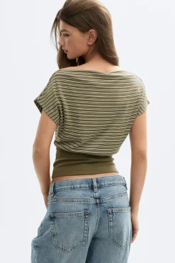 Clearance Gina Tricot Boatneck top Groen