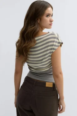 New Gina Tricot Boatneck top Grijsv