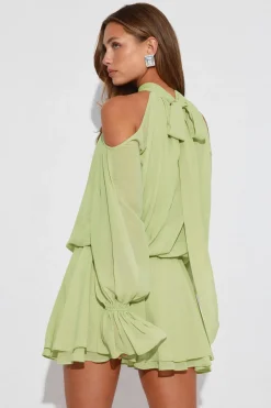 Discount Gina Tricot Boho chiffon mini dress Groen