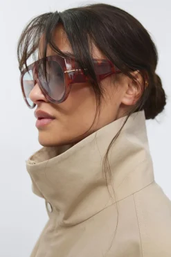 Clearance Gina Tricot Bold aviator sunglasses Bruin