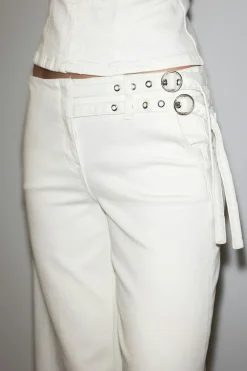 Best Gina Tricot Booty belted jeans Wit