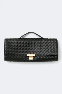 New Gina Tricot Braided clutch bag Zwart