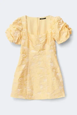 Sale Gina Tricot Brocade puffsleeve mini dress Geel