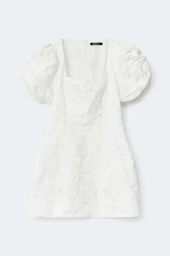 Clearance Gina Tricot Brocade puffsleeve mini dress Wit