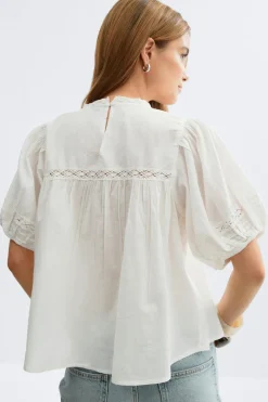 Gina Tricot Broderie anglaise blouse Wit