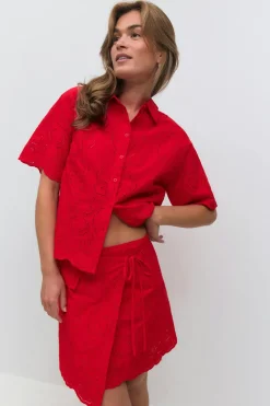 Outlet Gina Tricot Broderie anglaise mini skirt Rood