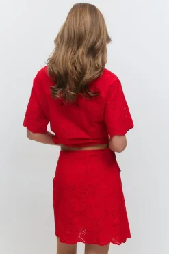 Outlet Gina Tricot Broderie anglaise mini skirt Rood
