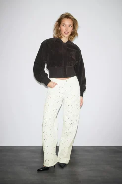 Clearance Gina Tricot Broderie denim jeans Wit