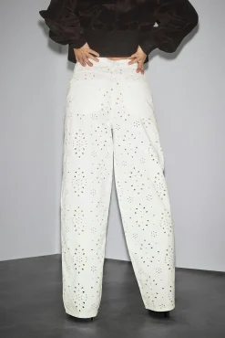 Clearance Gina Tricot Broderie denim jeans Wit