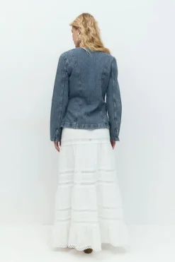 Gina Tricot Broderie maxi skirt Wit